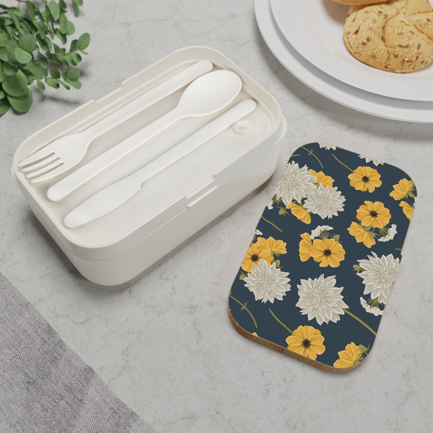 Bento Lunch Box - Buds and Blooms - Denim