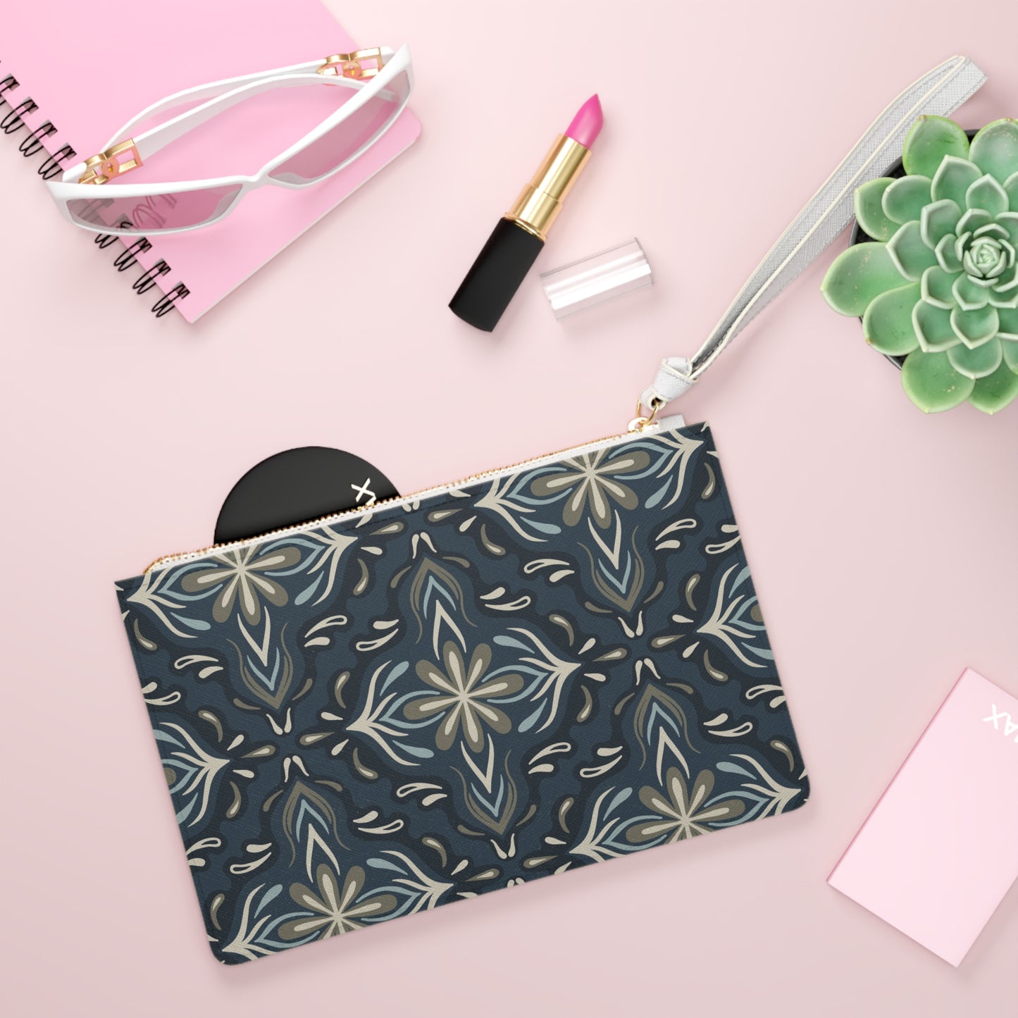 Clutch Bag - Porcelain Petals - Denim