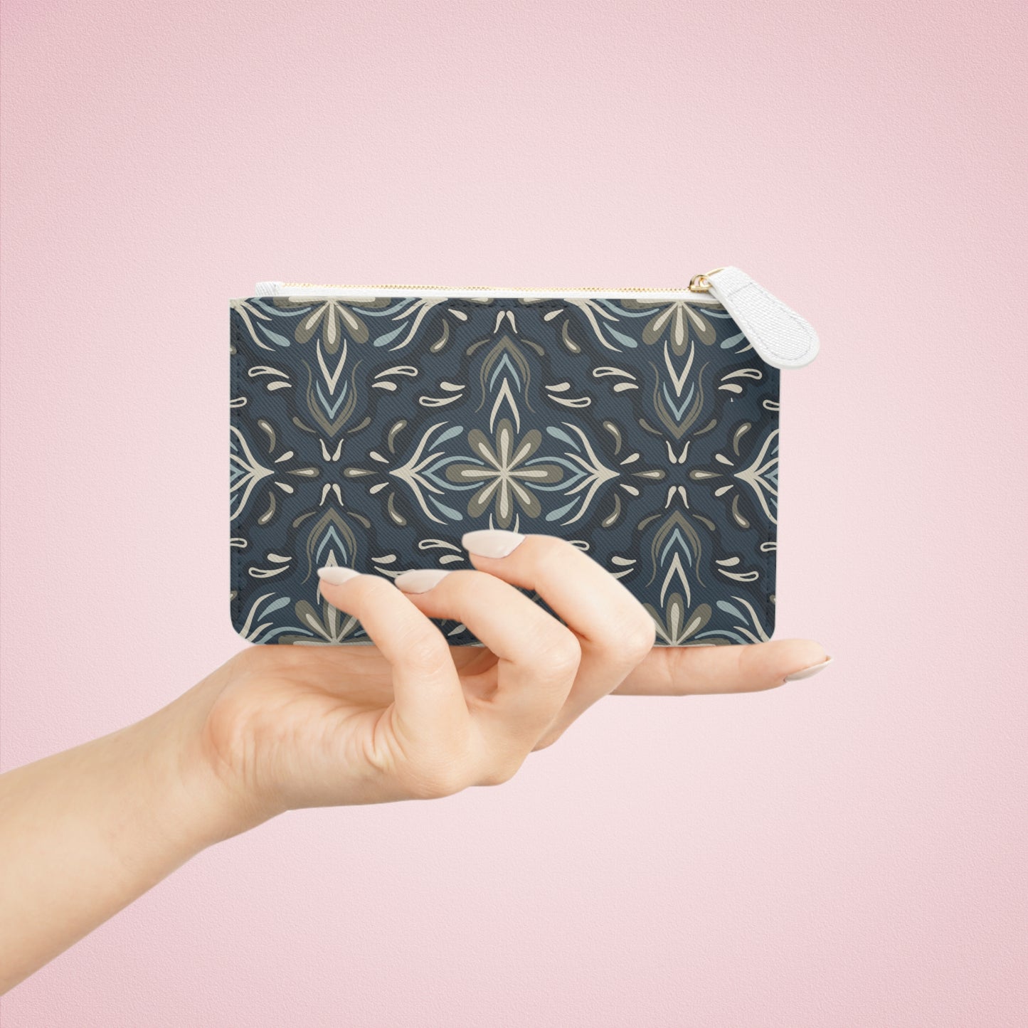 Mini Clutch Bag - Porcelain Petals - Denim