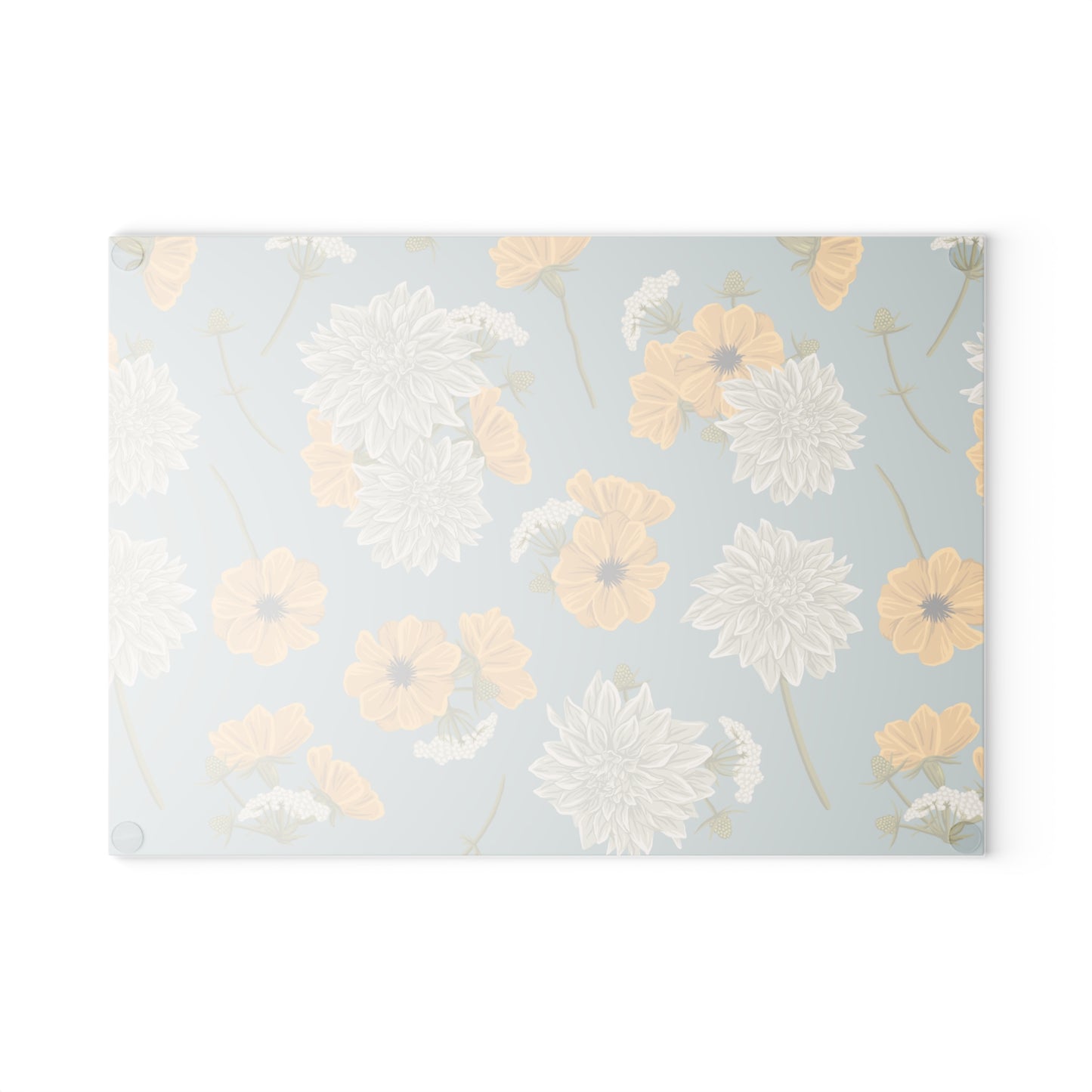Glass Cutting Board - Buds and Blooms - Cornflower