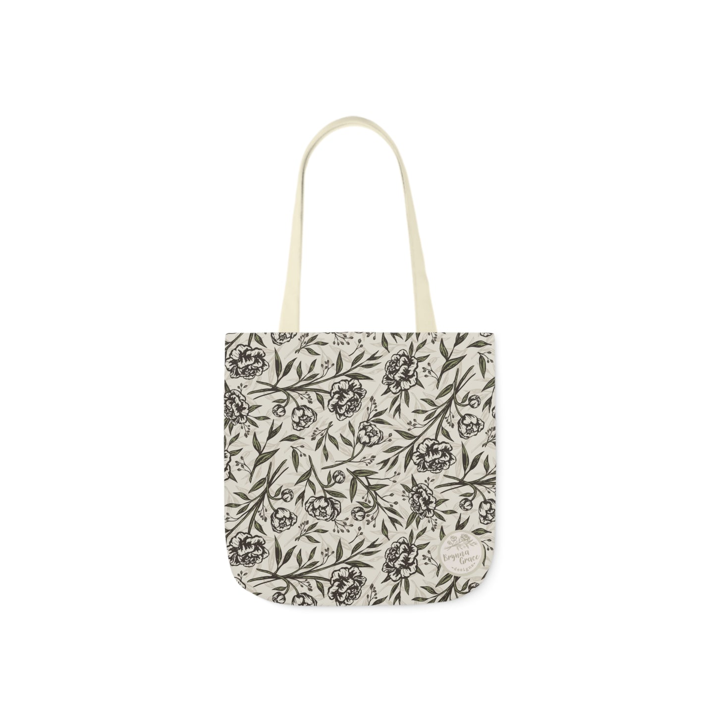 Canvas Tote Bag - Peony Bliss - Ivory