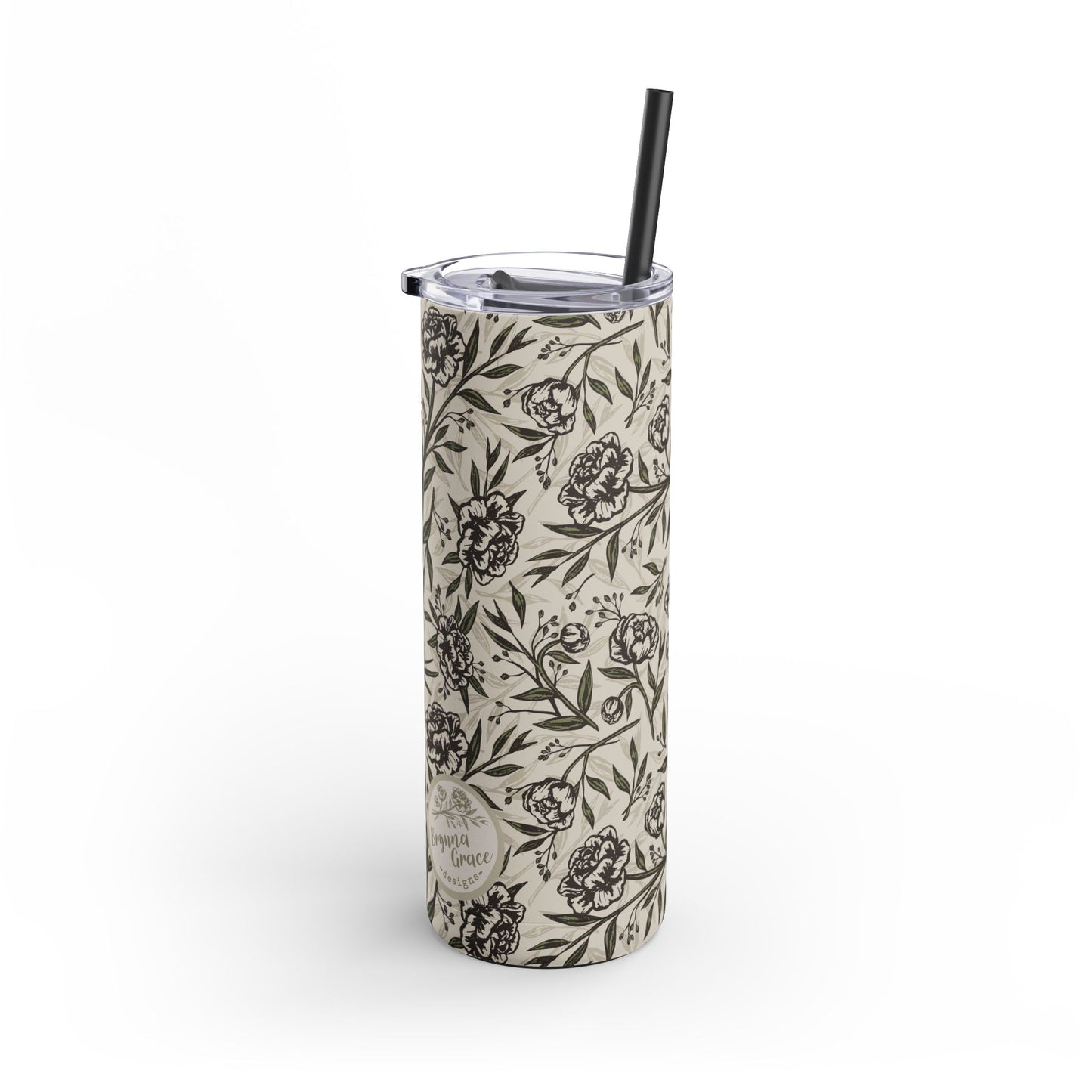 Skinny Tumbler - Peony Bliss - Ivory