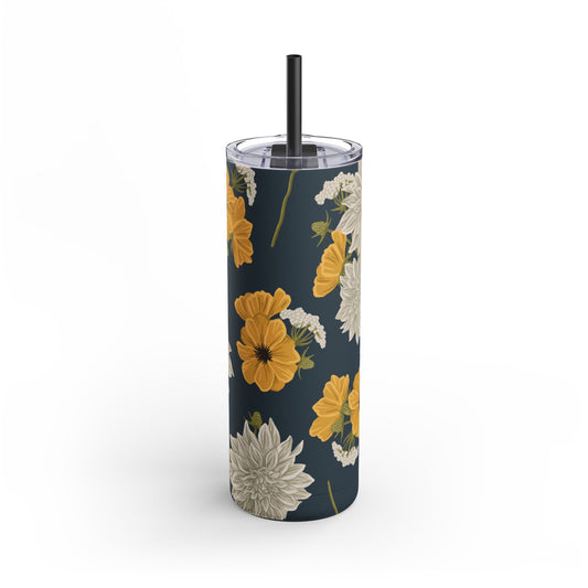 Skinny Tumbler - Buds and Blooms - Denim