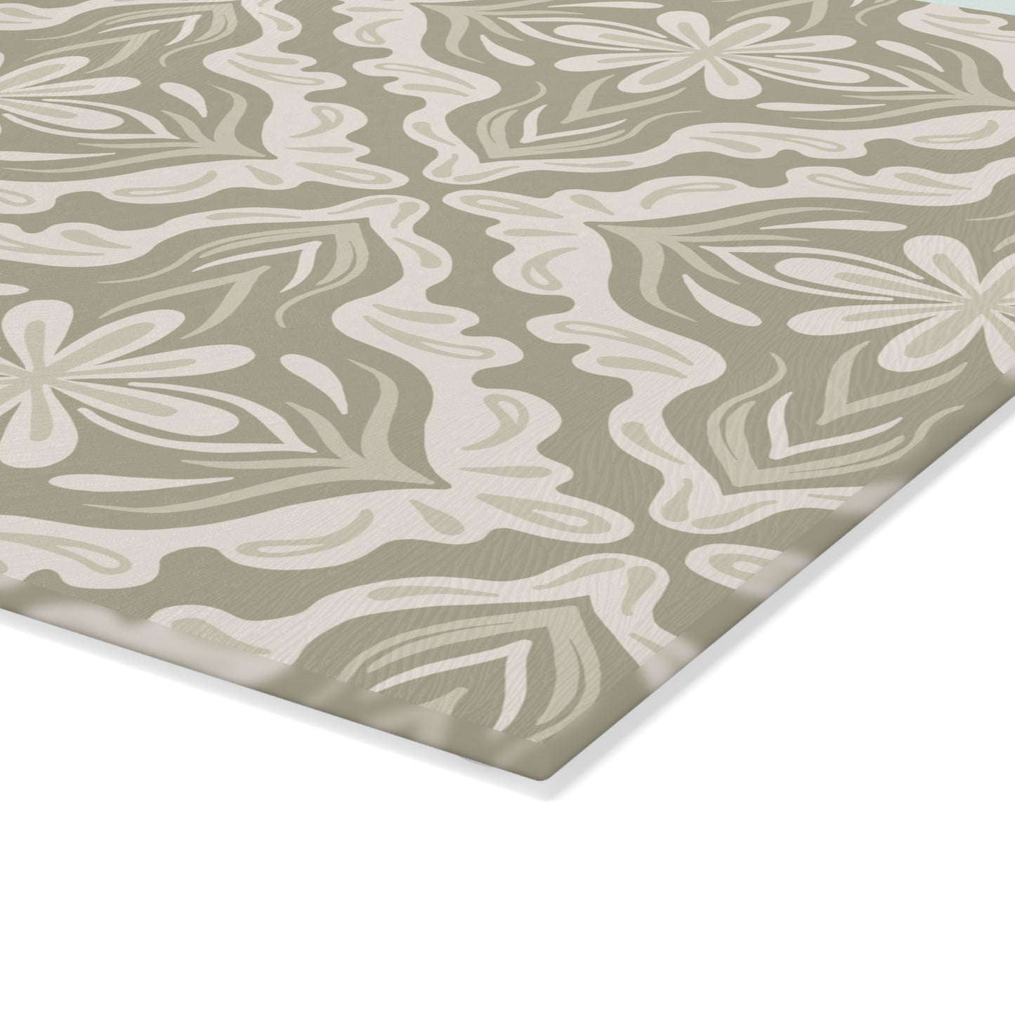 Glass Cutting Board - Porcelain Petals - Wheat