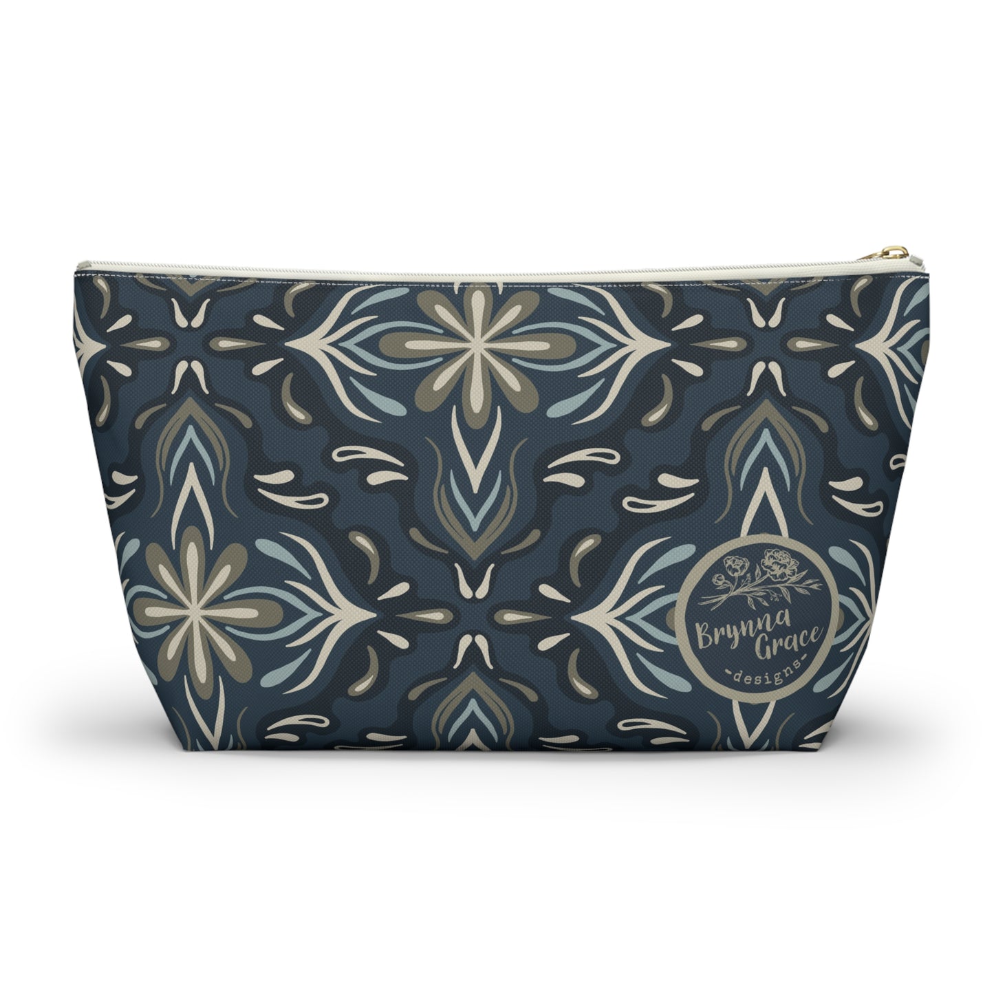 Accessory Pouch - Porcelain Petals - Denim
