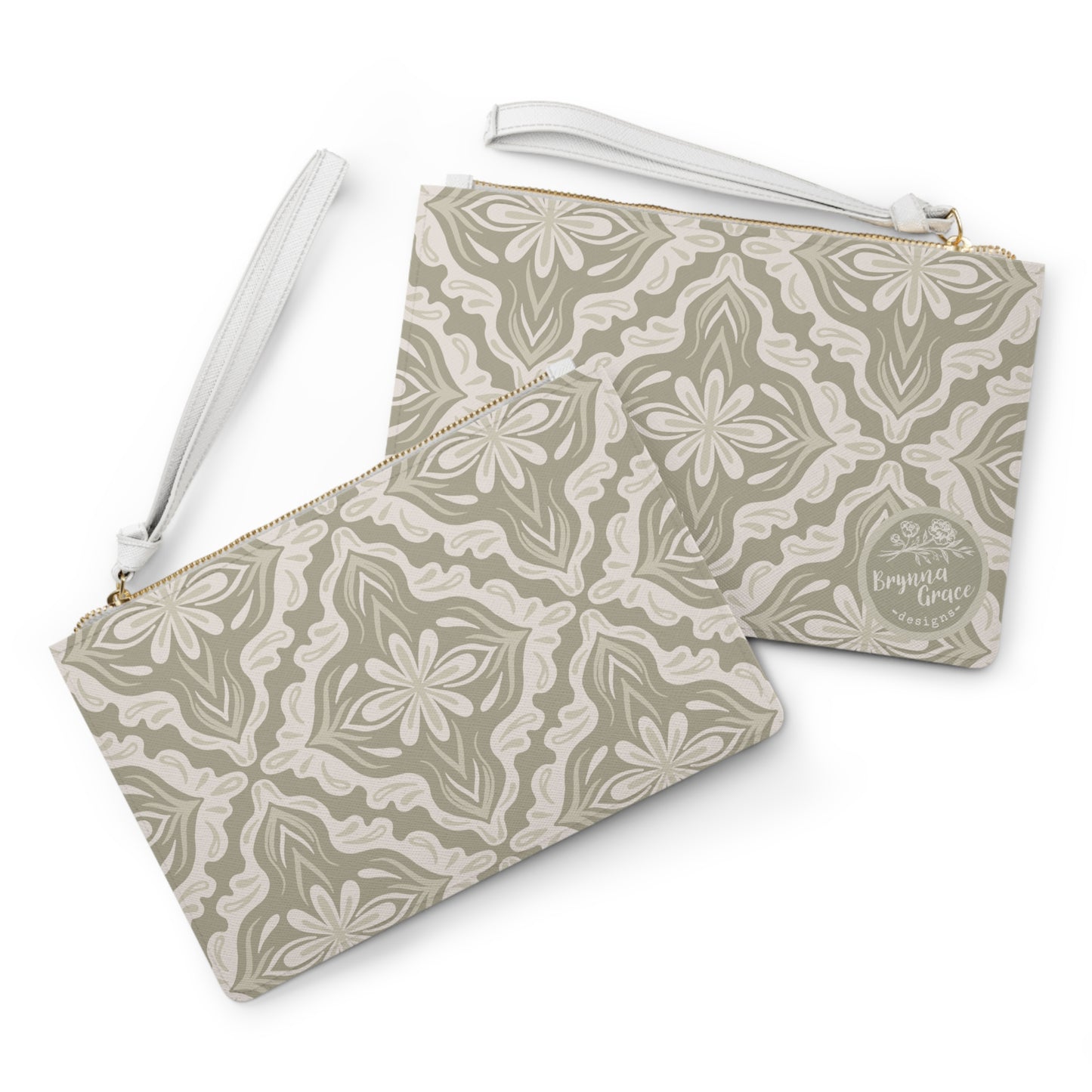 Clutch Bag - Porcelain Petals - Wheat
