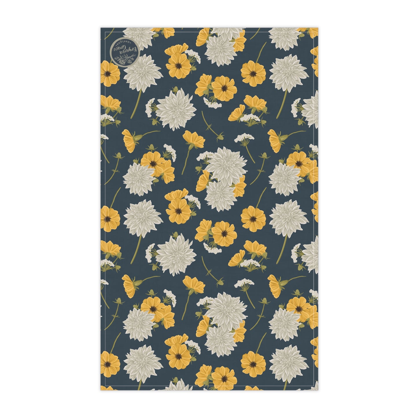 Tea Towel - Buds and Blooms - Denim