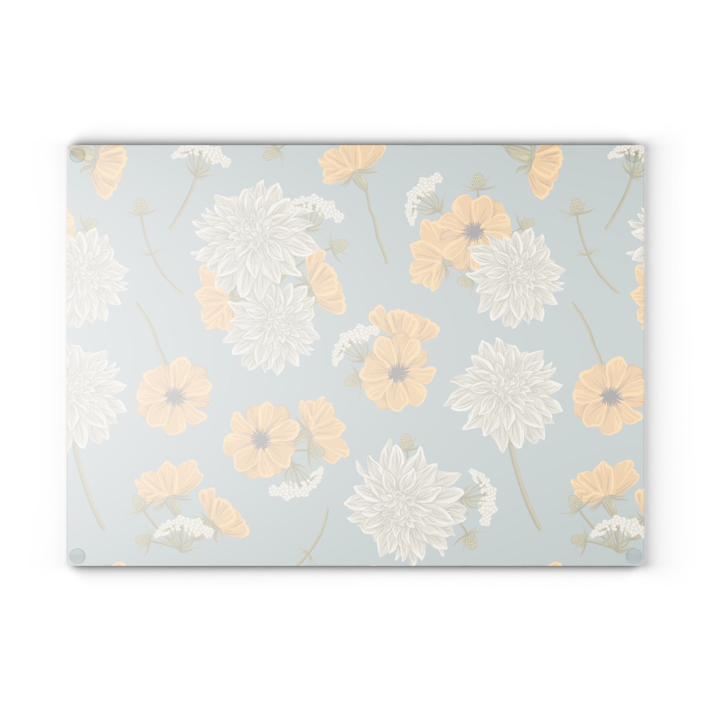 Glass Cutting Board - Buds and Blooms - Cornflower