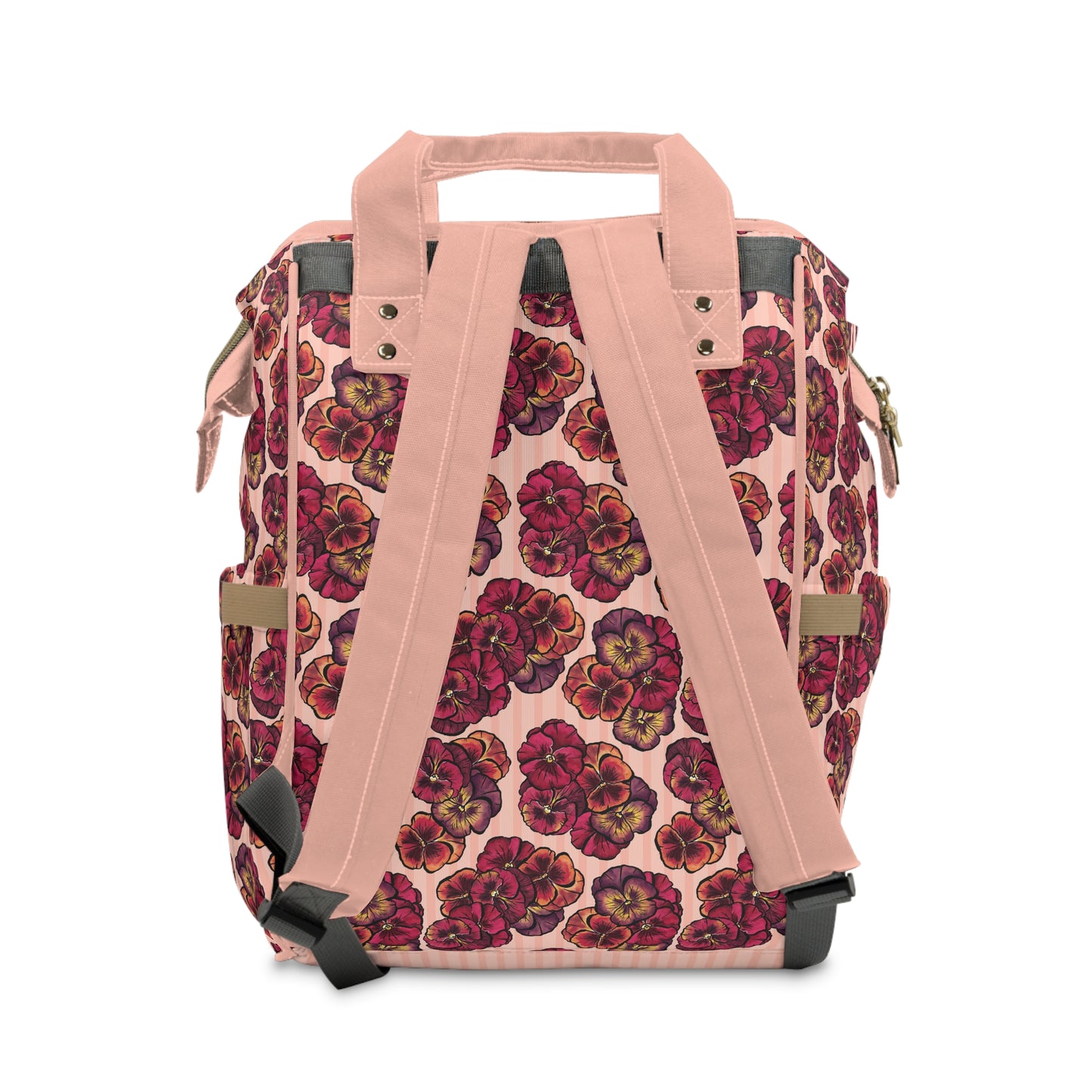 Multifunctional Diaper Bag / Backpack - Playful Pansies