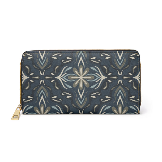 Zipper Wallet - Porcelain Petals - Denim