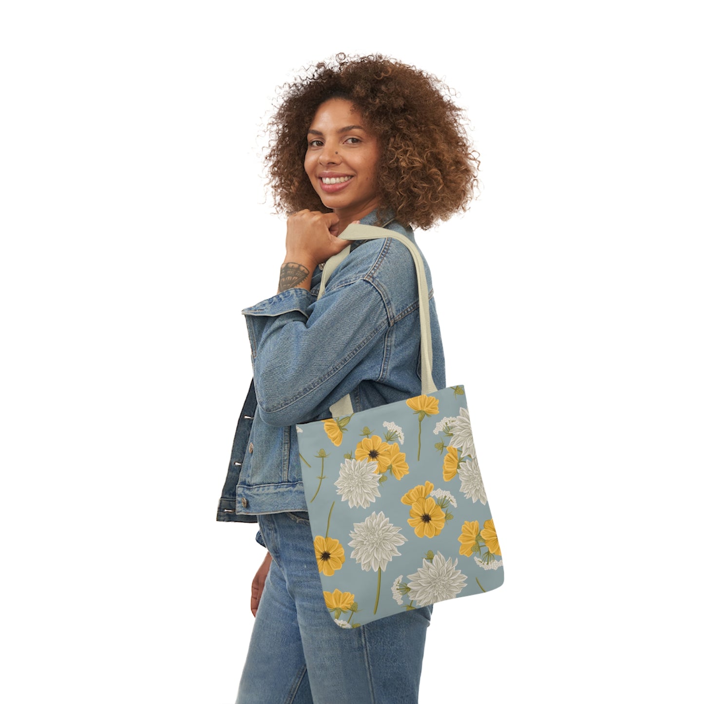 Canvas Tote Bag - Buds and Blooms - Cornflower