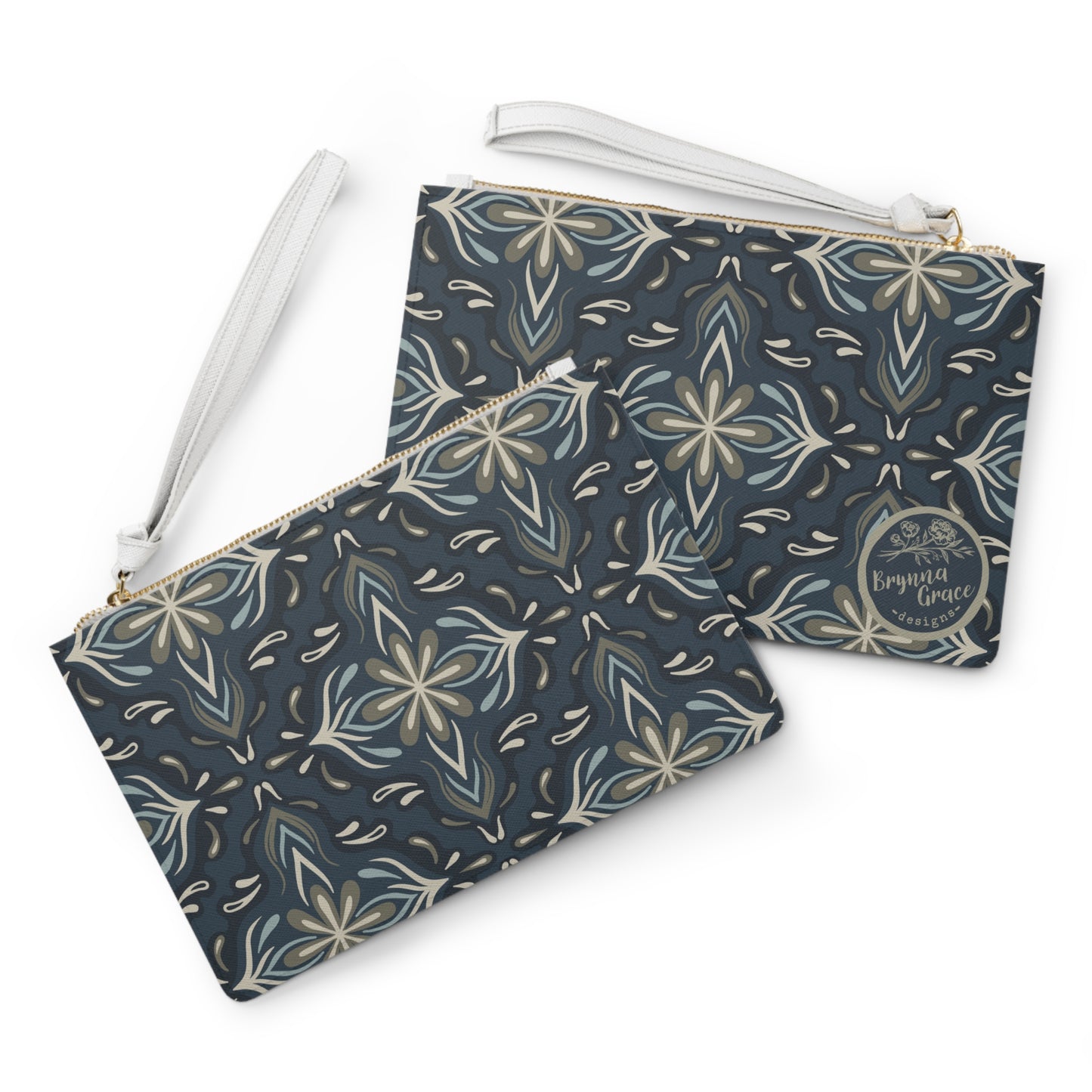 Clutch Bag - Porcelain Petals - Denim