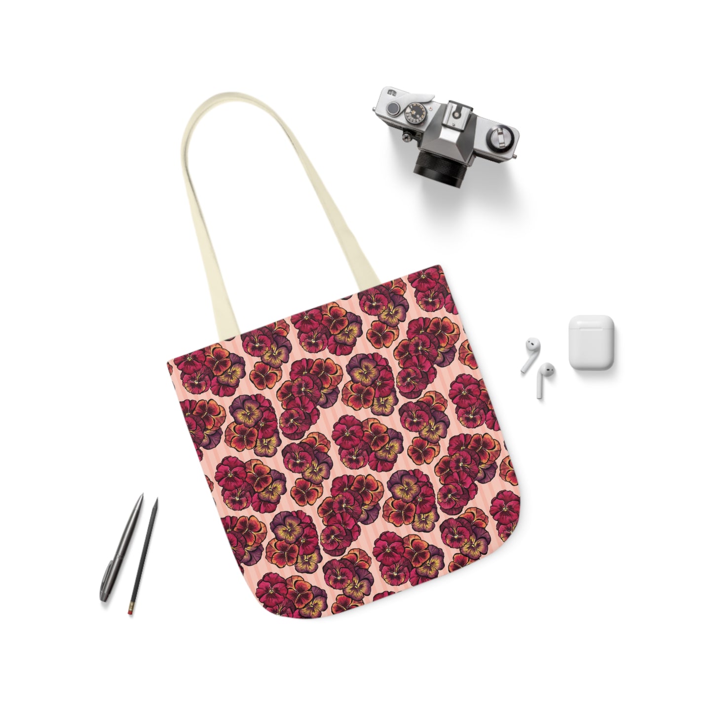 Canvas Tote Bag - Playful Pansies