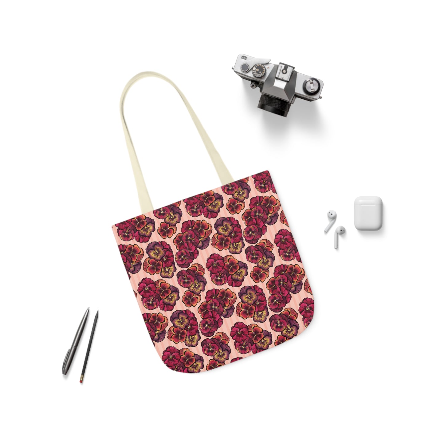 Canvas Tote Bag - Playful Pansies