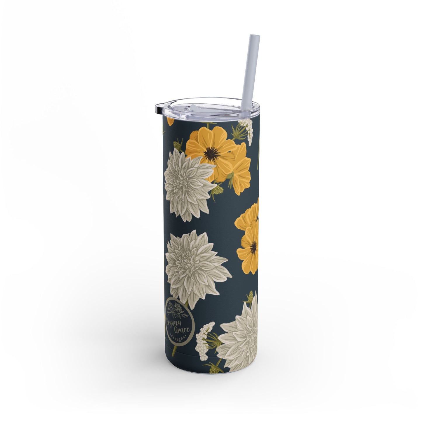 Skinny Tumbler - Buds and Blooms - Denim