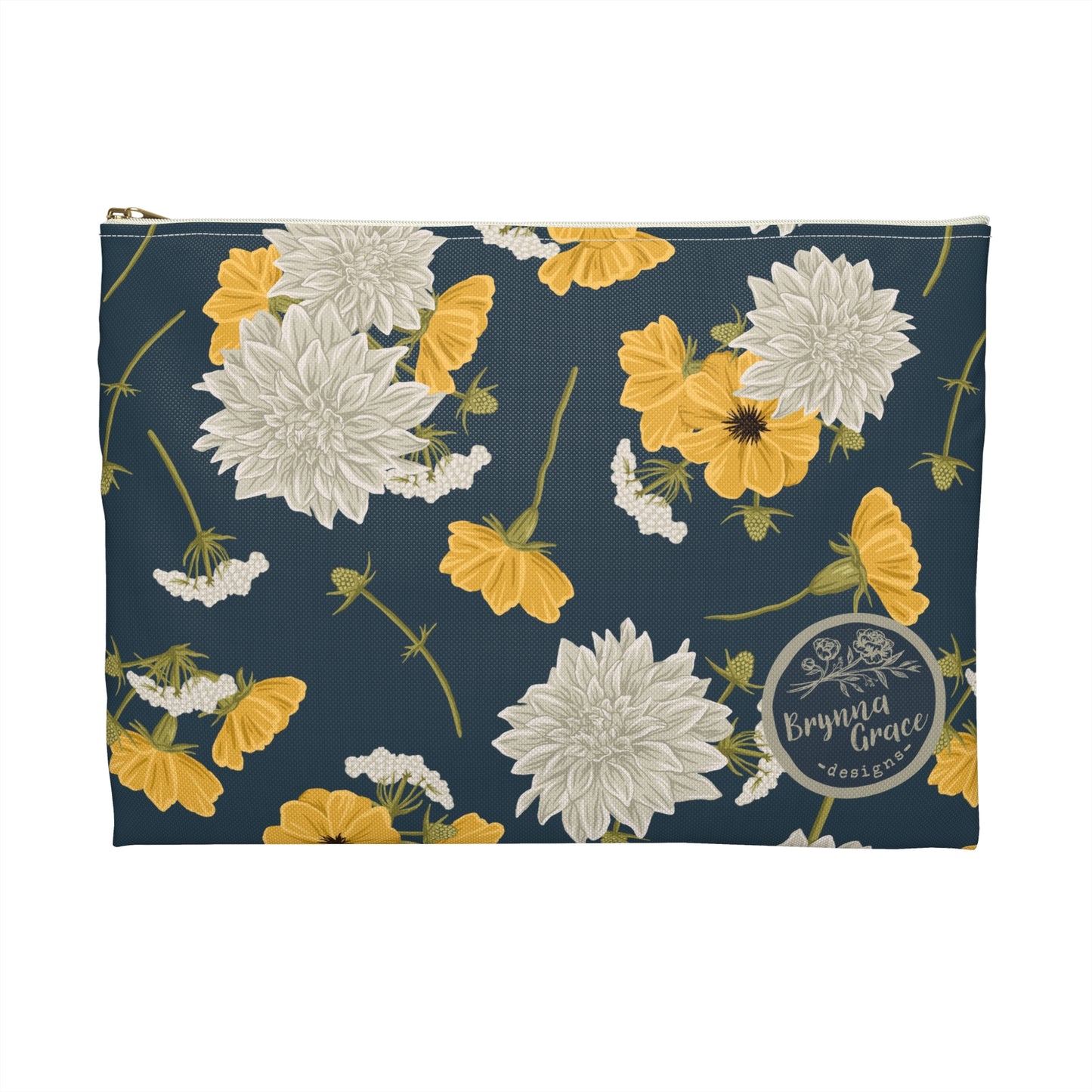 Accessory Pouch - Cottage Buds and Blooms - Denim