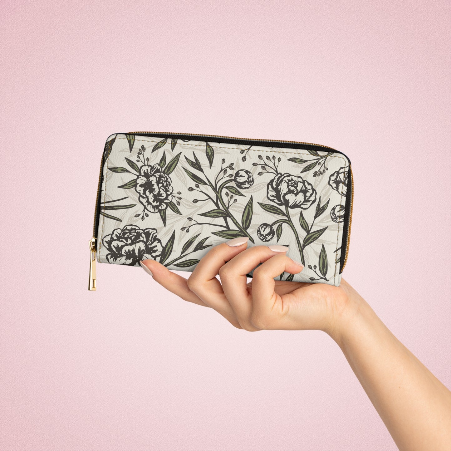 Zipper Wallet - Peony Bliss - Ivory