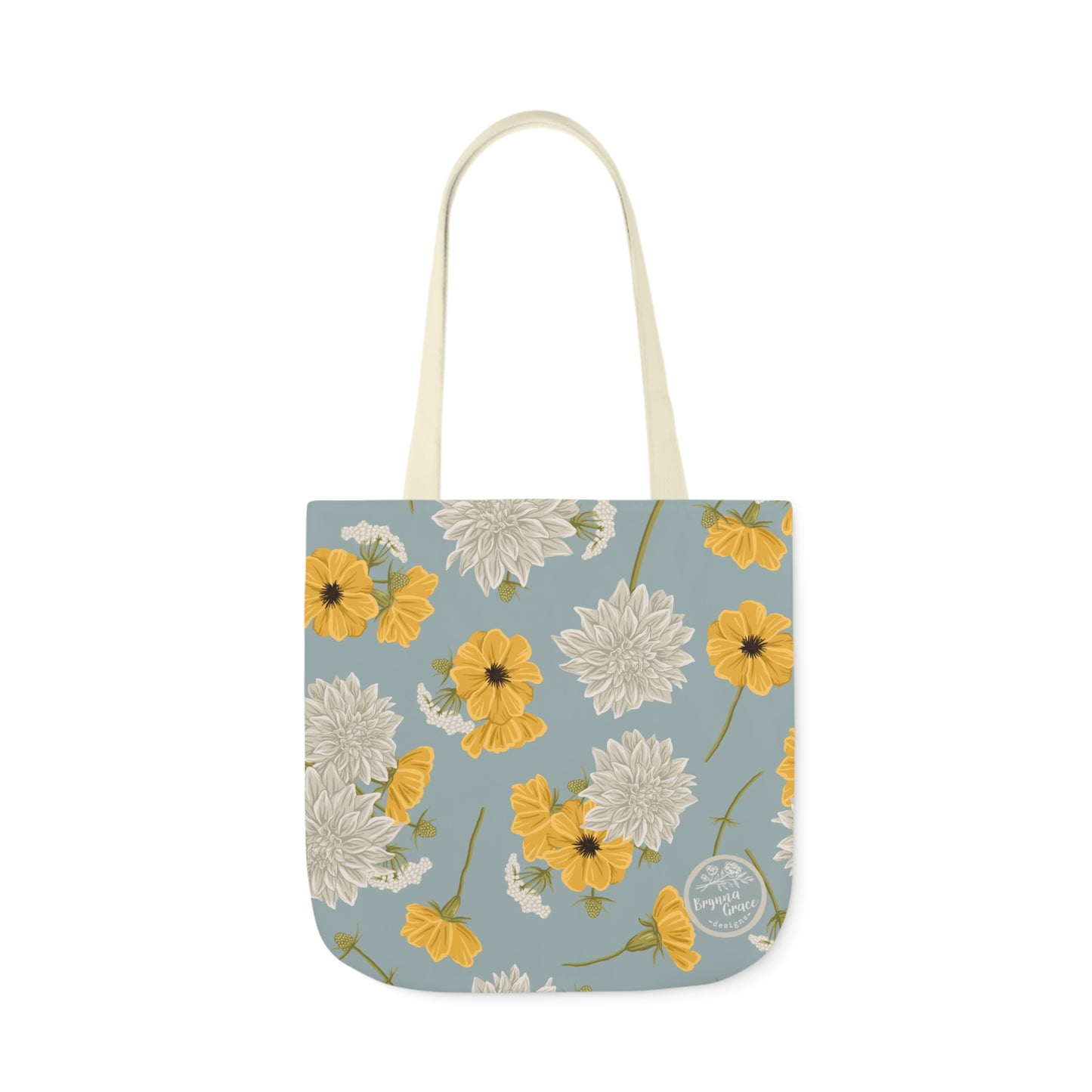 Canvas Tote Bag - Buds and Blooms - Cornflower