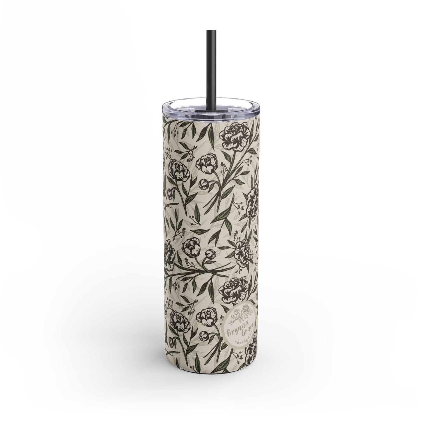 Skinny Tumbler - Peony Bliss - Ivory