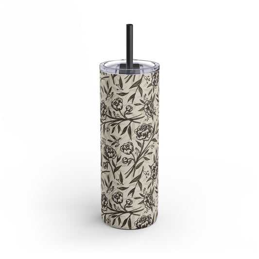 Skinny Tumbler - Peony Bliss - Ivory