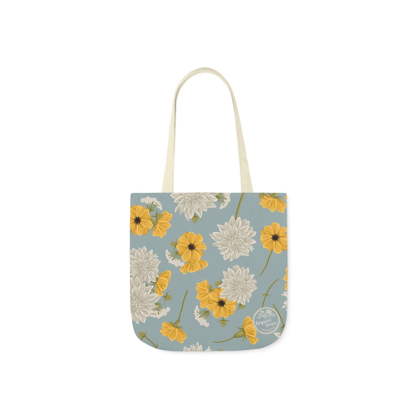 Canvas Tote Bag - Buds and Blooms - Cornflower