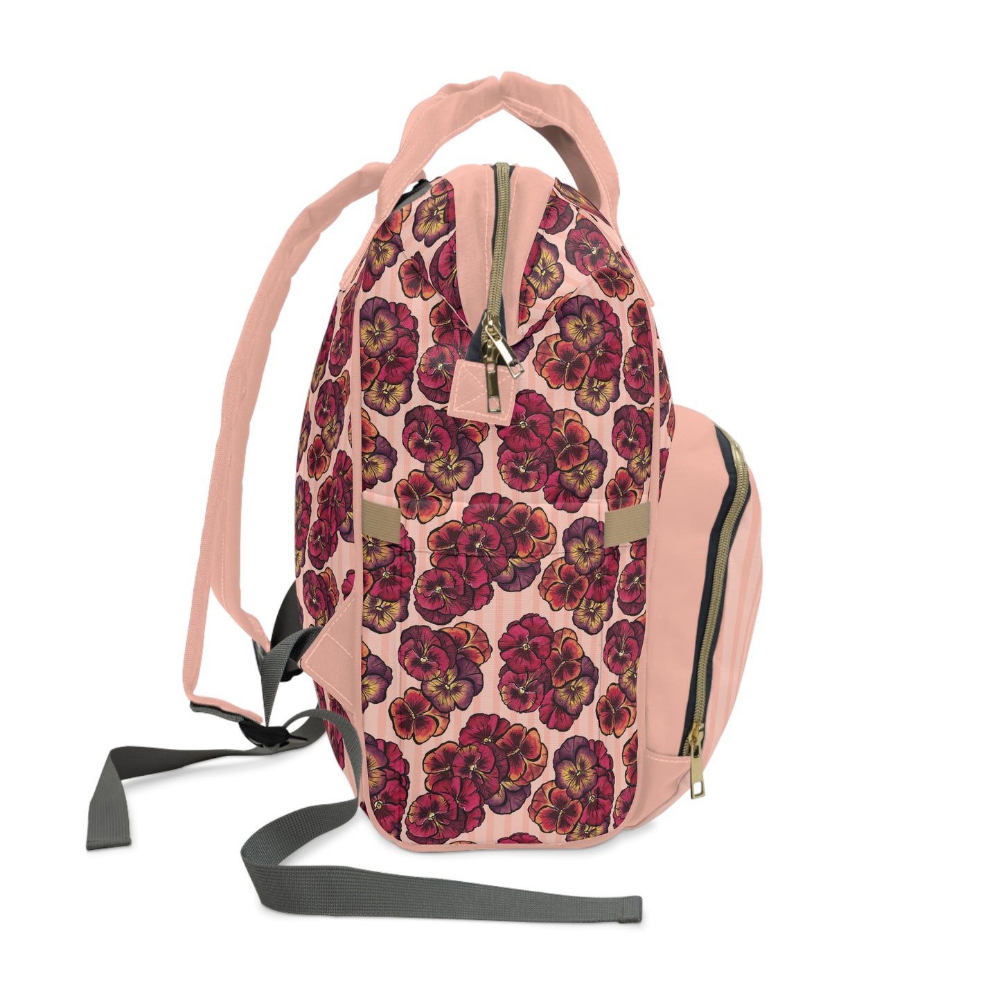 Multifunctional Diaper Bag / Backpack - Playful Pansies