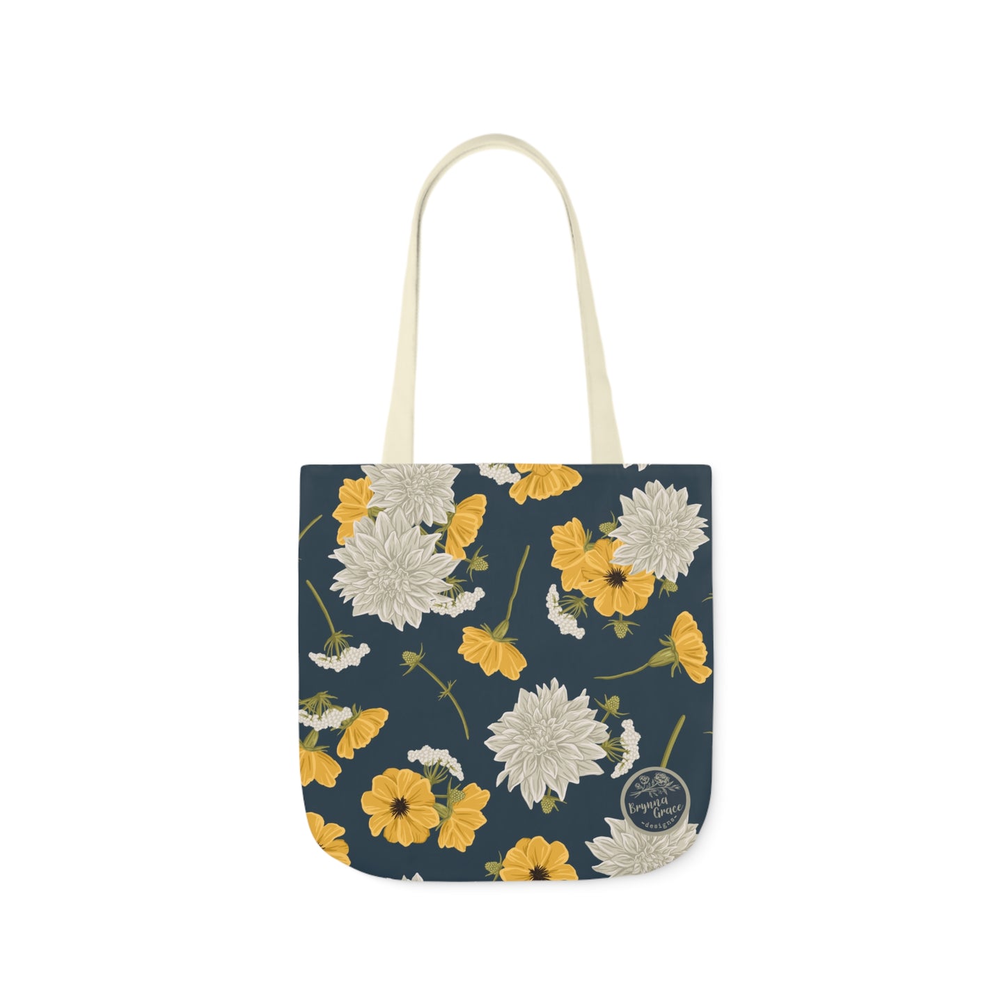 Canvas Tote Bag - Buds and Blooms - Denim