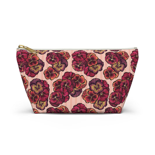 Accessory Pouch w T-bottom - Playful Pansies