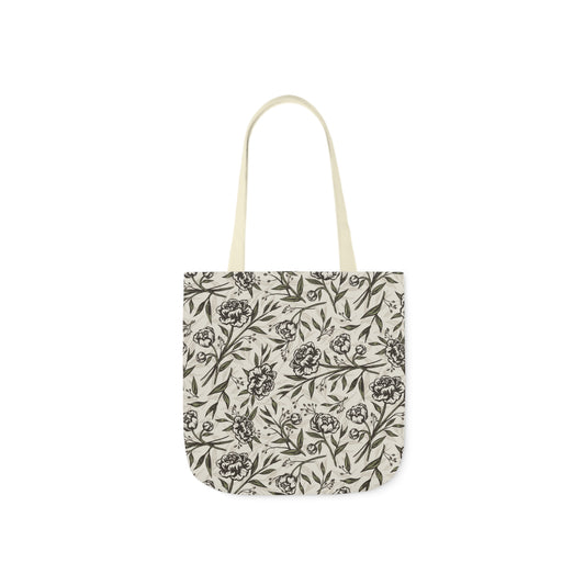 Canvas Tote Bag - Peony Bliss - Ivory