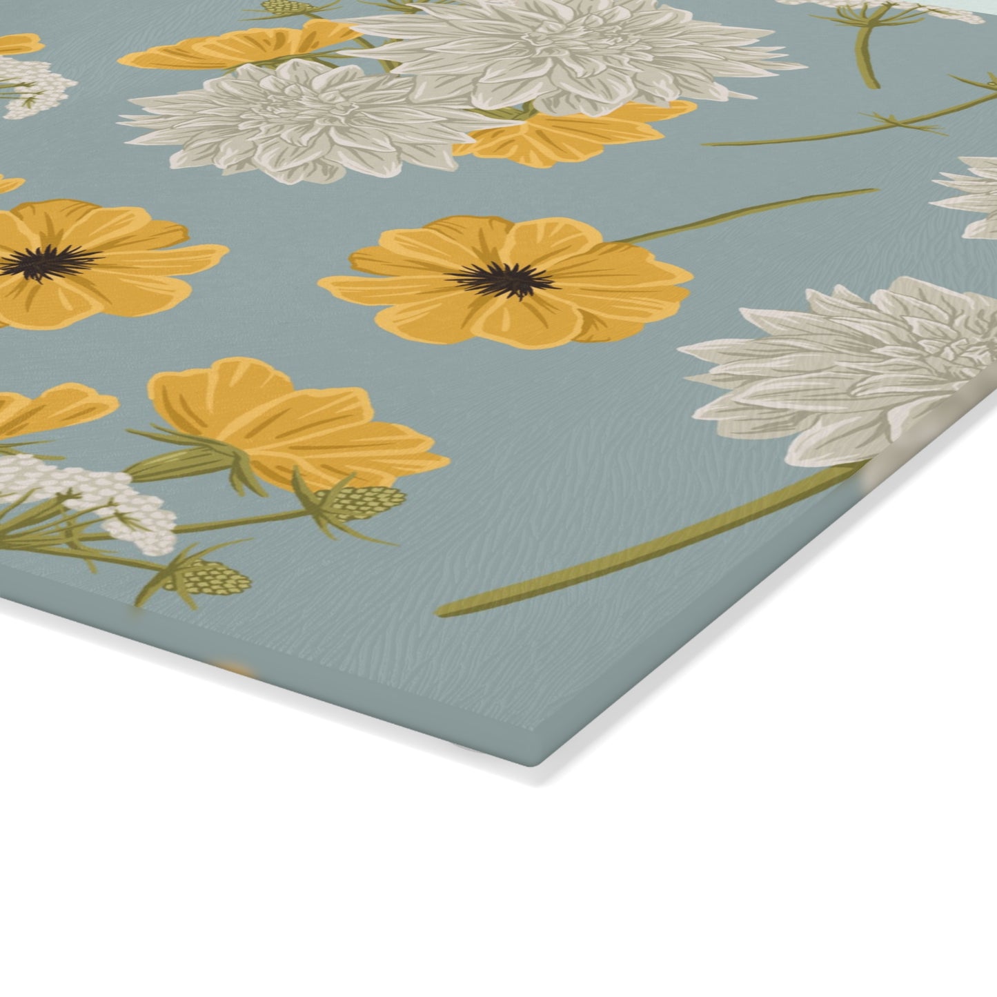 Glass Cutting Board - Buds and Blooms - Cornflower