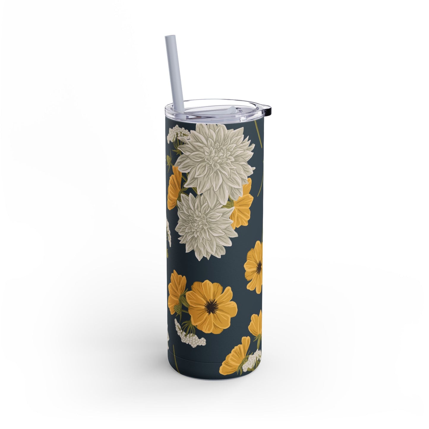 Skinny Tumbler - Buds and Blooms - Denim