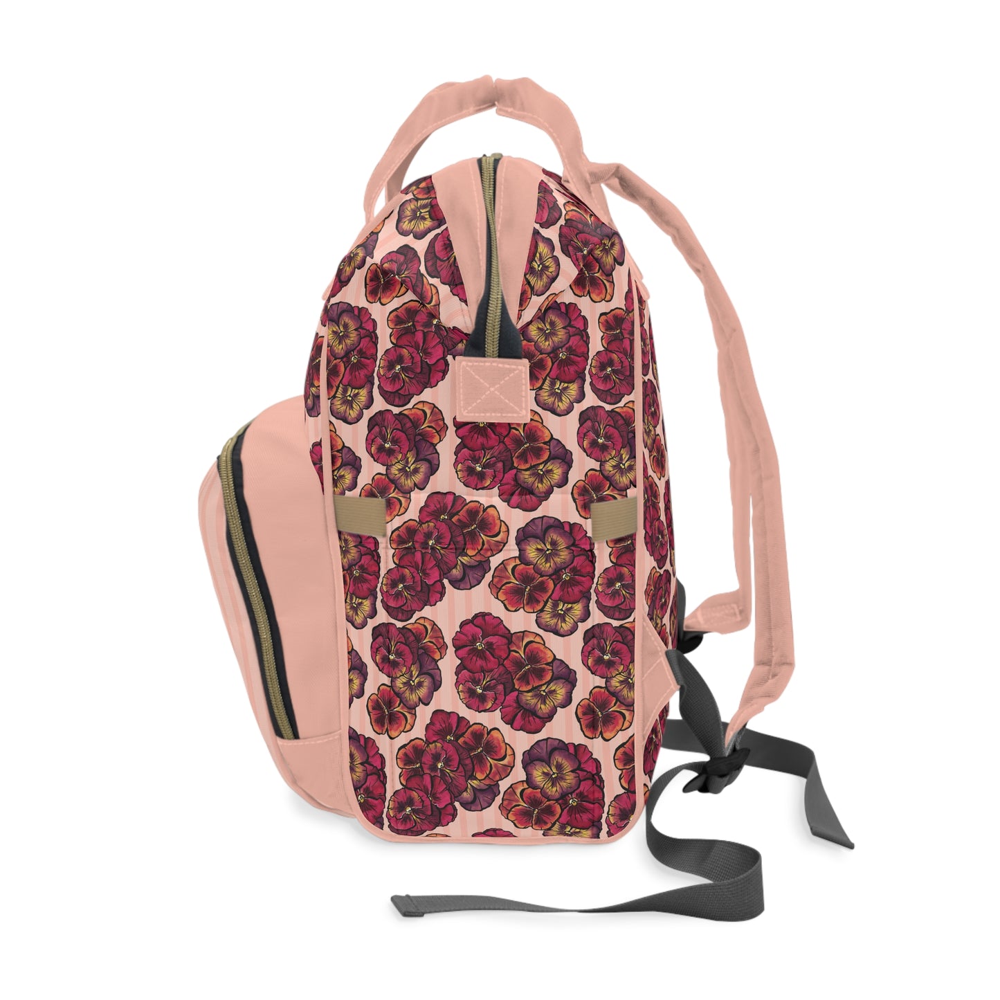 Multifunctional Diaper Bag / Backpack - Playful Pansies