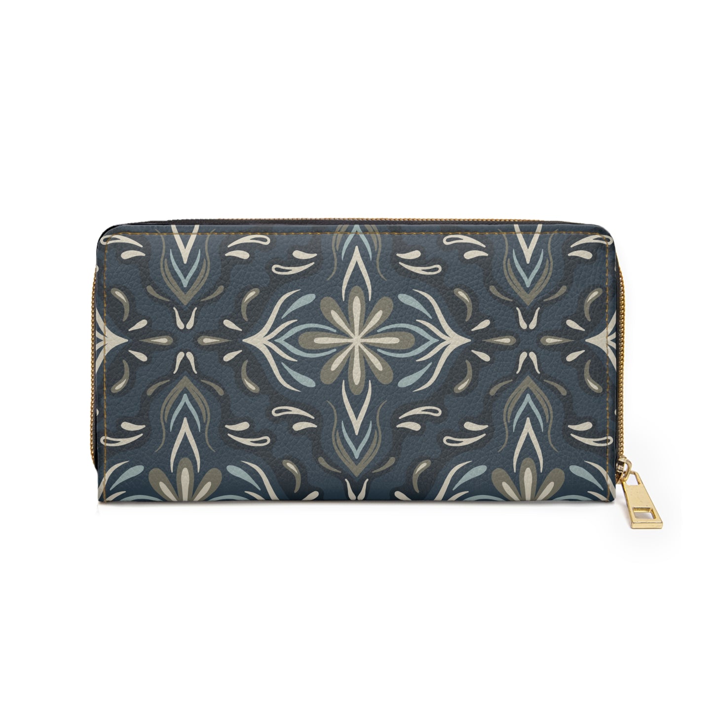 Zipper Wallet - Porcelain Petals - Denim