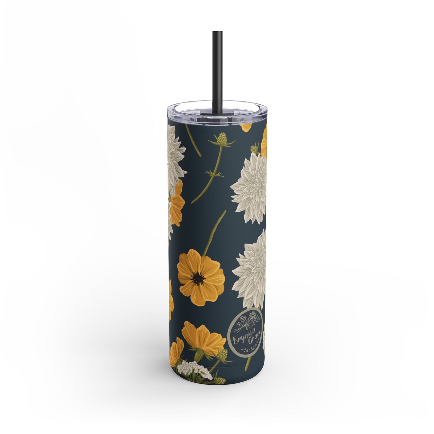 Skinny Tumbler - Buds and Blooms - Denim