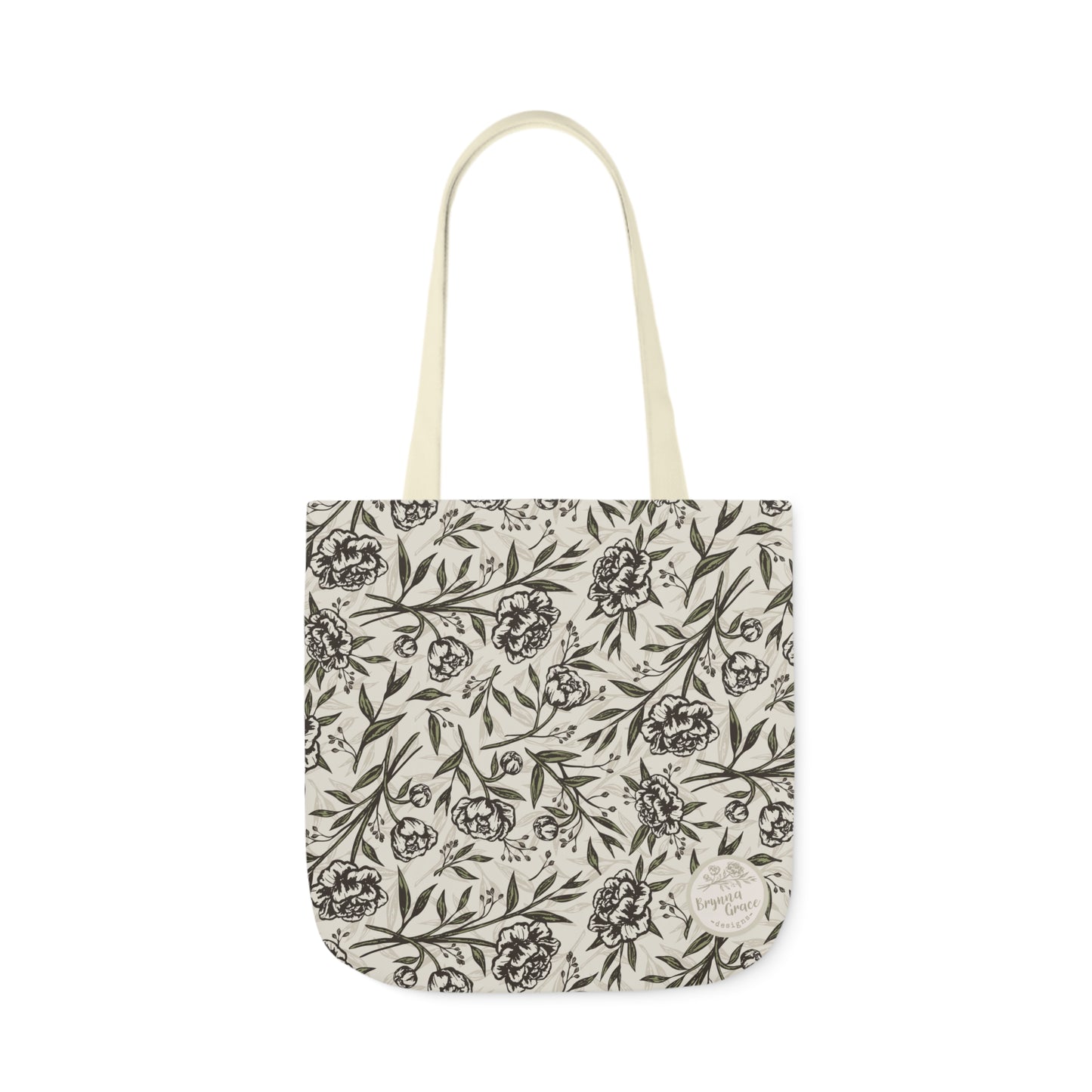 Canvas Tote Bag - Peony Bliss - Ivory