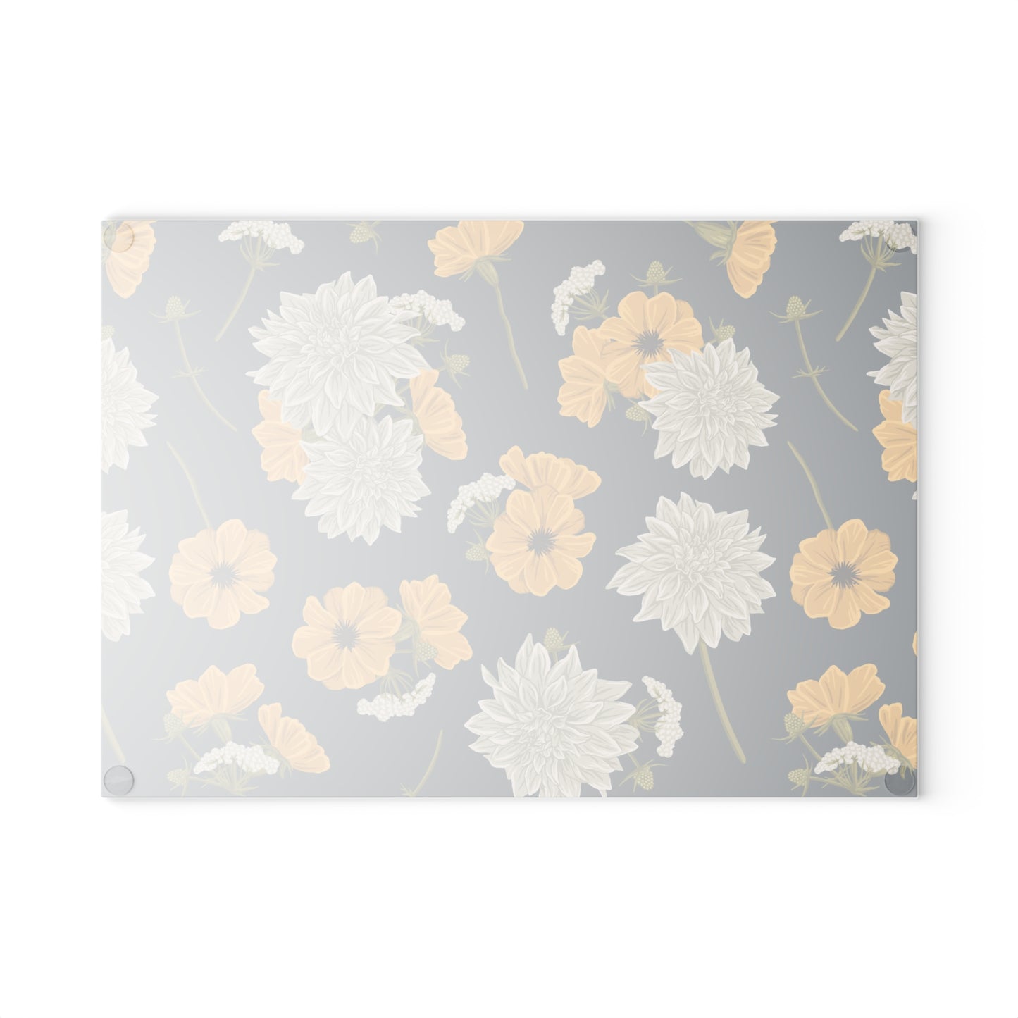 Glass Cutting Board - Buds and Blooms - Denim