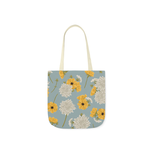 Canvas Tote Bag - Buds and Blooms - Cornflower