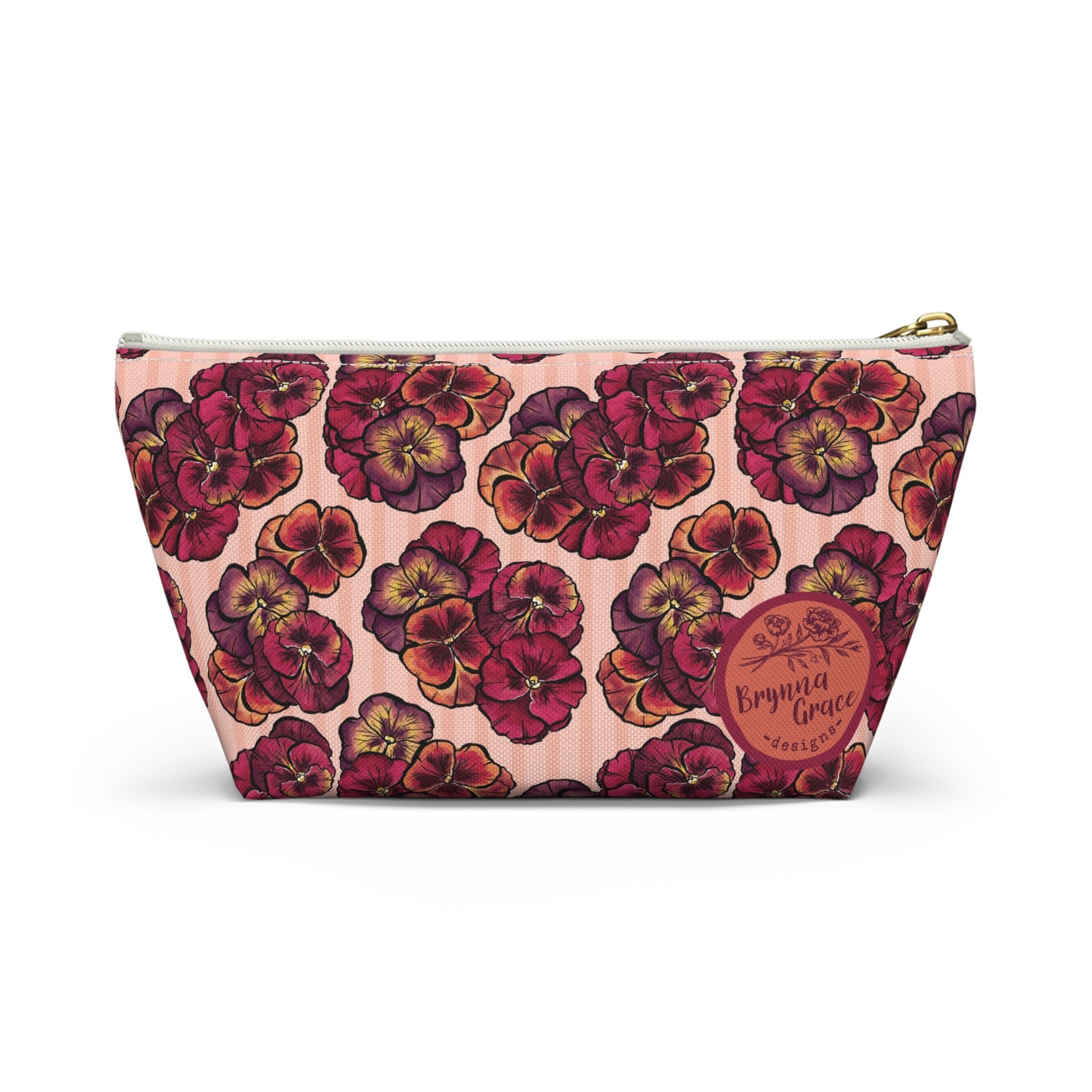 Accessory Pouch w T-bottom - Playful Pansies