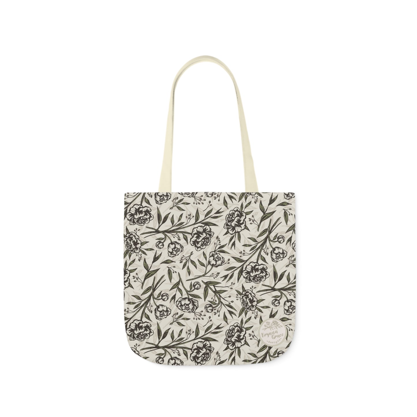 Canvas Tote Bag - Peony Bliss - Ivory