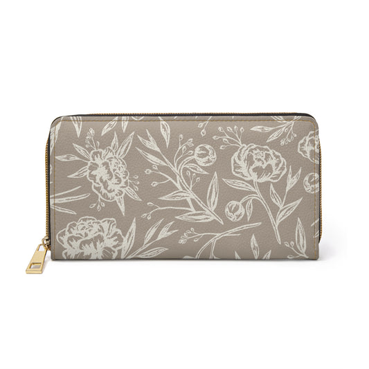 Zipper Wallet - Peony Bliss - Taupe