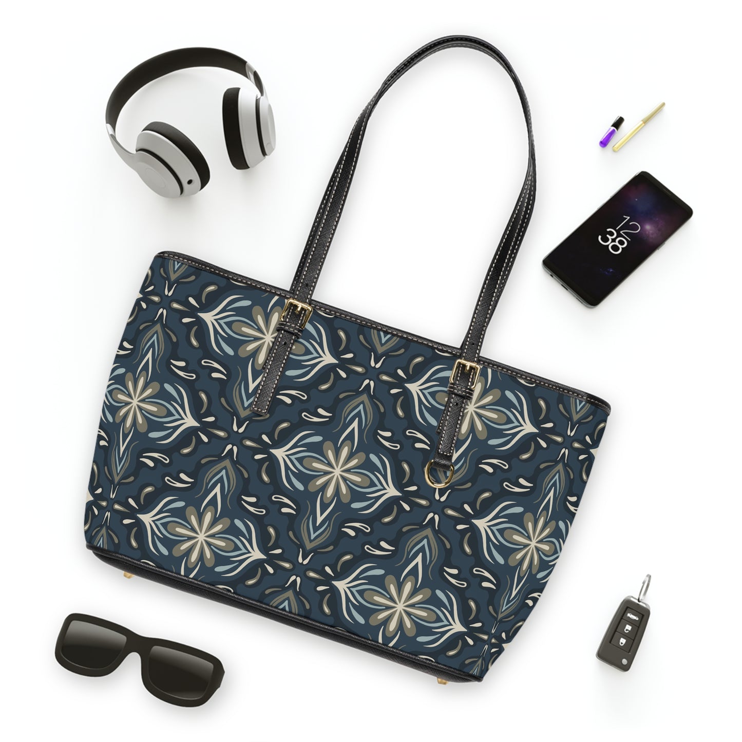 Shoulder Bag - Porcelain Petals - Denim