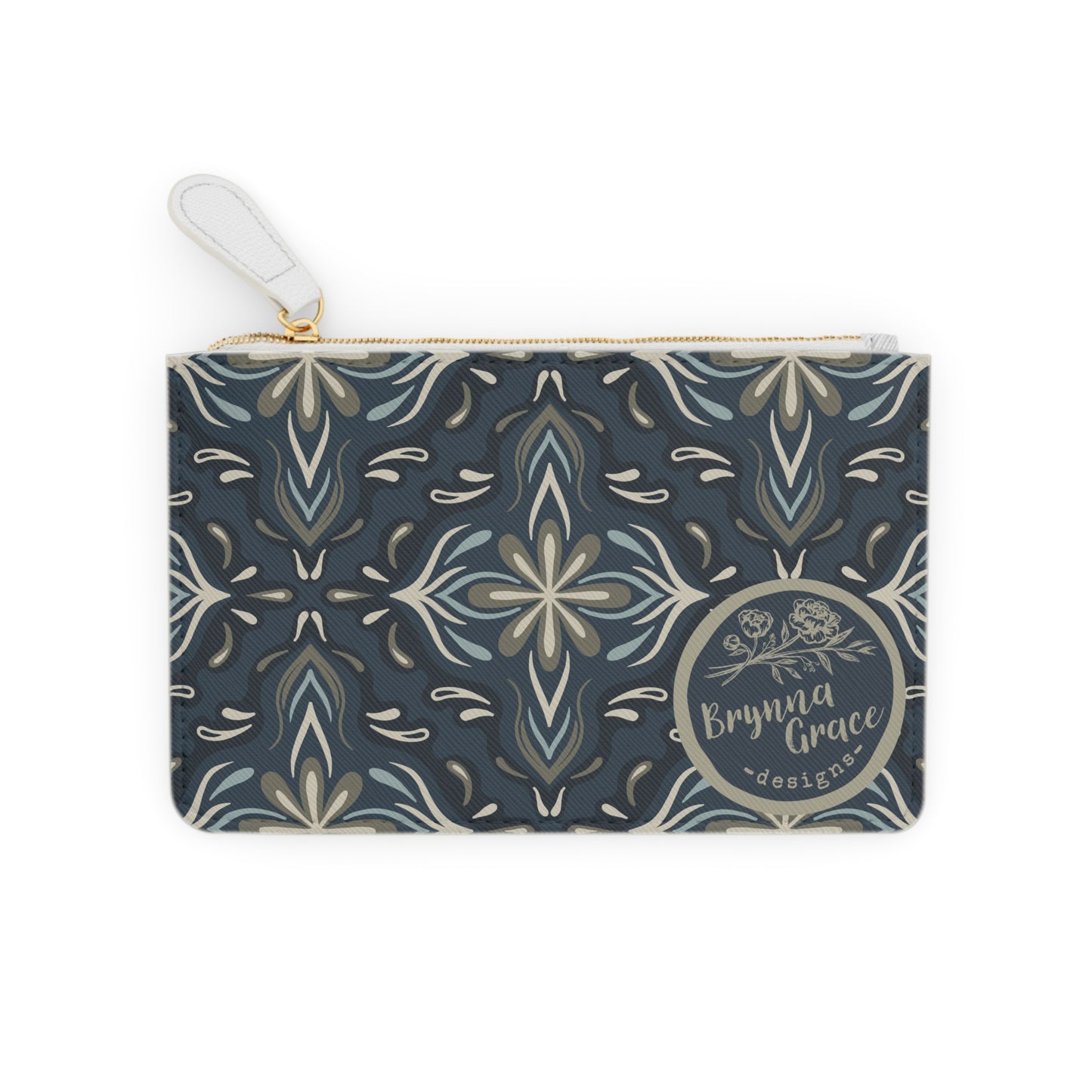 Mini Clutch Bag - Porcelain Petals - Denim