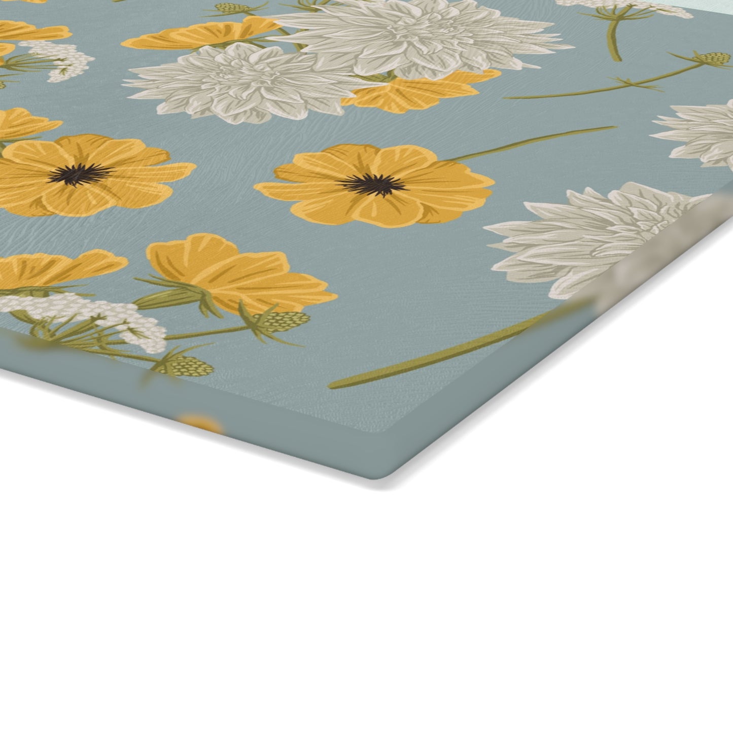 Glass Cutting Board - Buds and Blooms - Cornflower