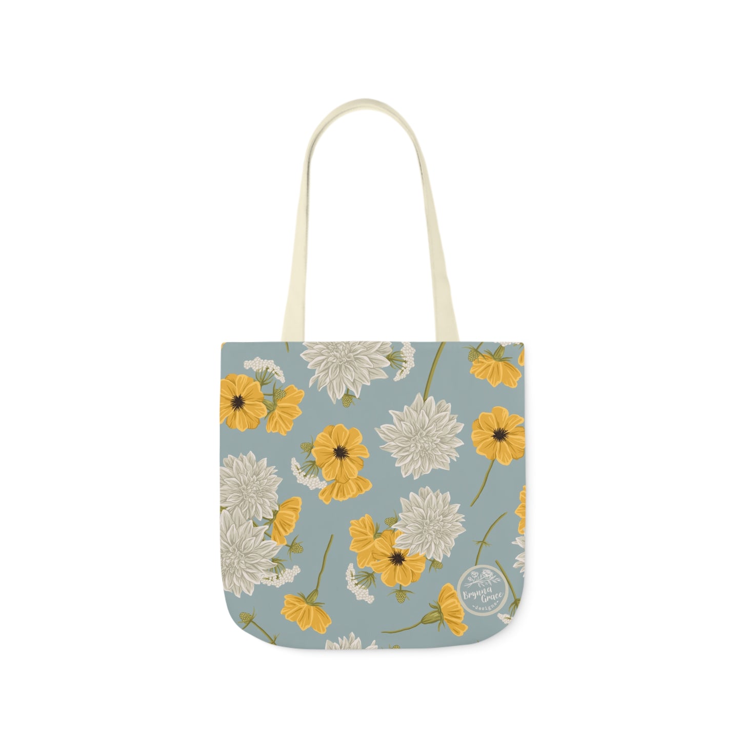 Canvas Tote Bag - Buds and Blooms - Cornflower
