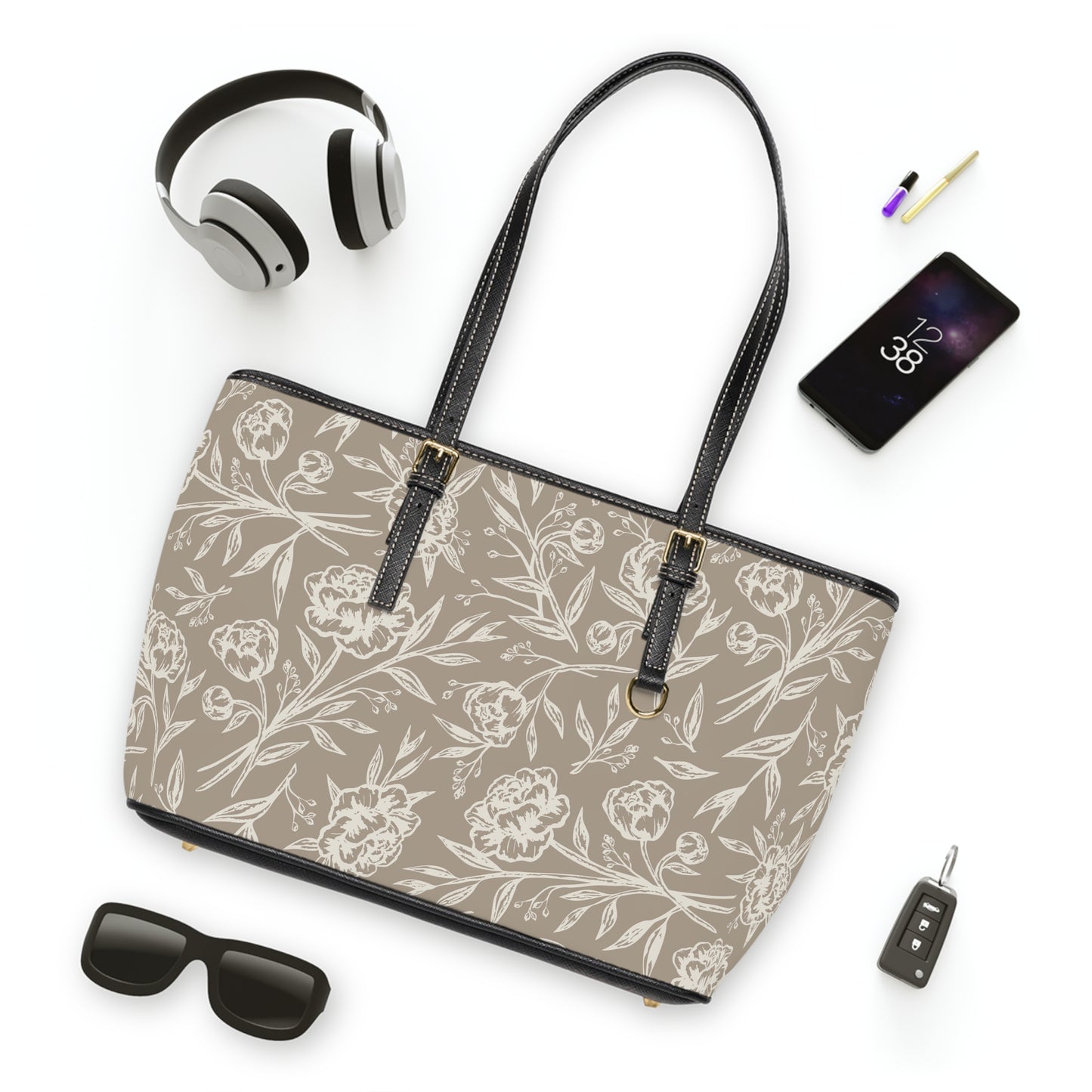 Shoulder Bag - Peony Bliss - Taupe