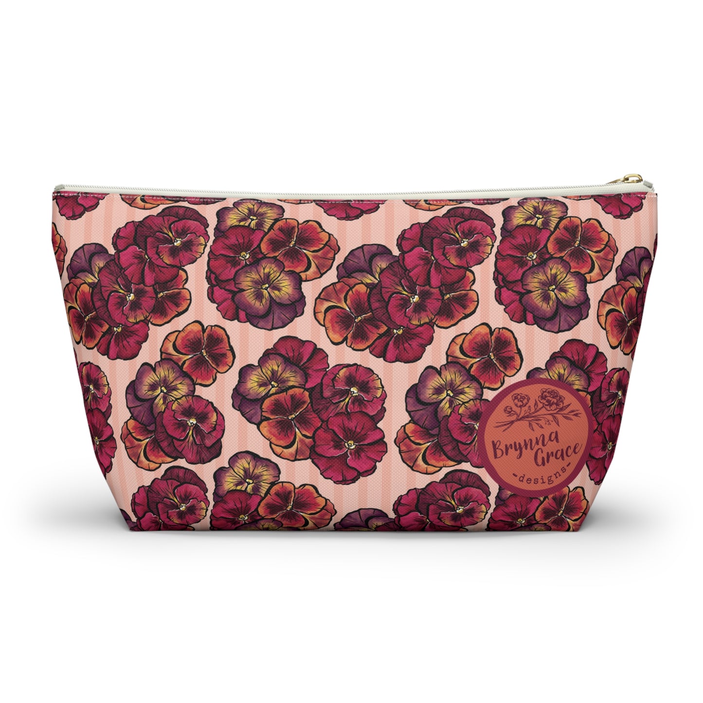 Accessory Pouch w T-bottom - Playful Pansies