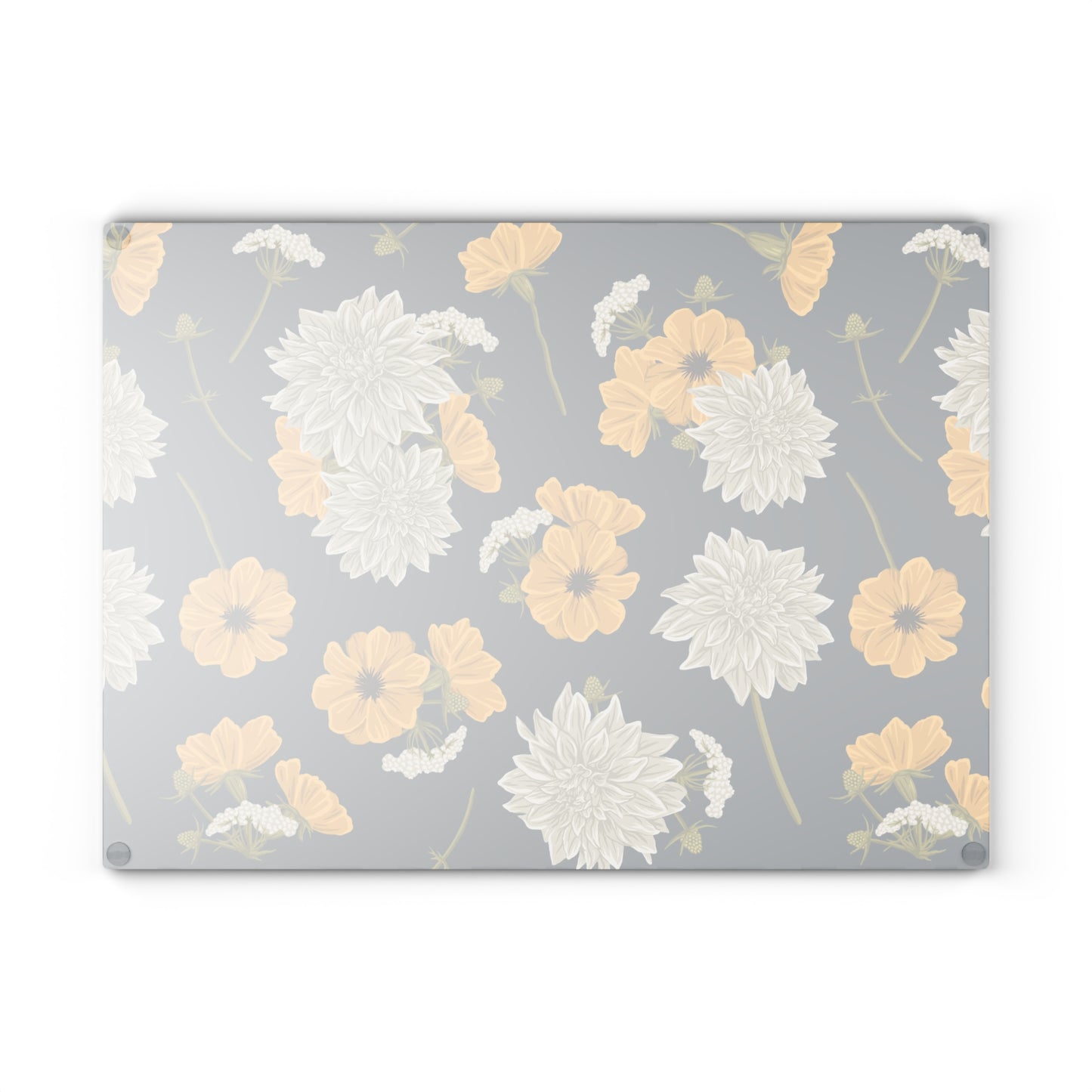 Glass Cutting Board - Buds and Blooms - Denim