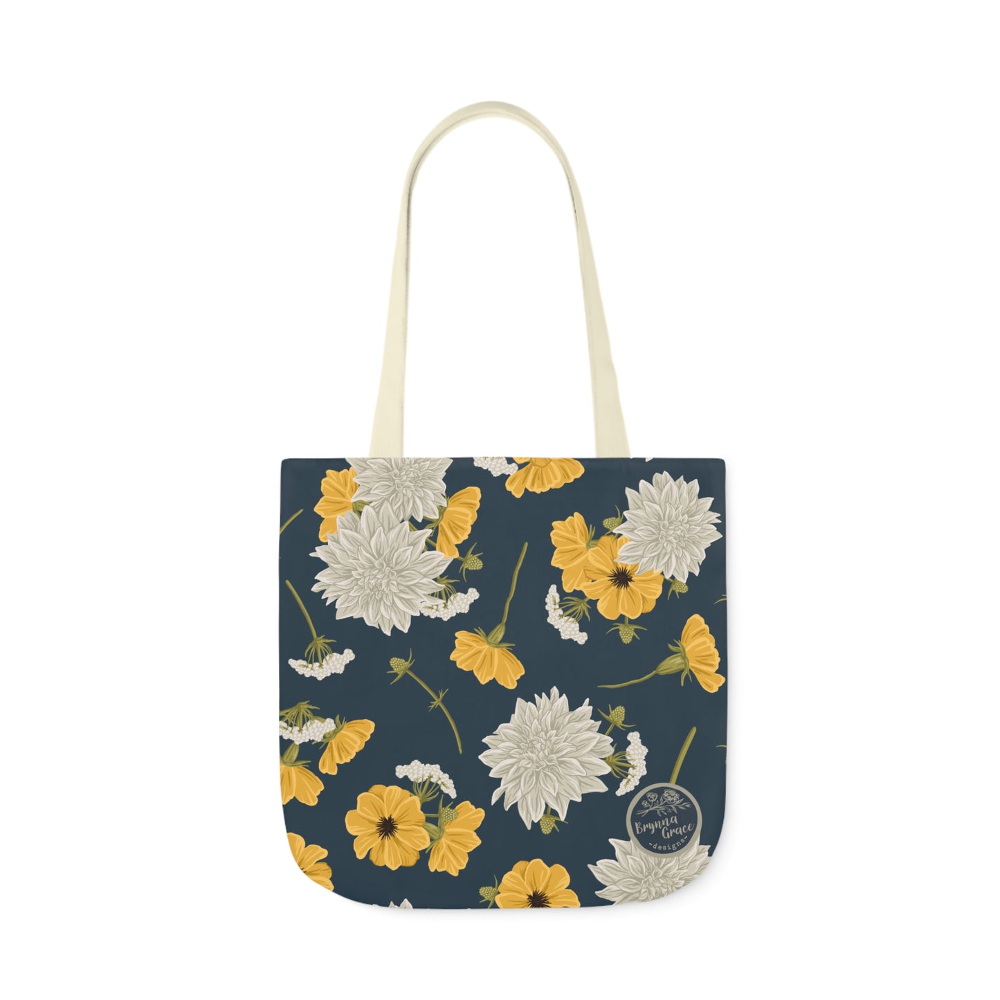 Canvas Tote Bag - Buds and Blooms - Denim