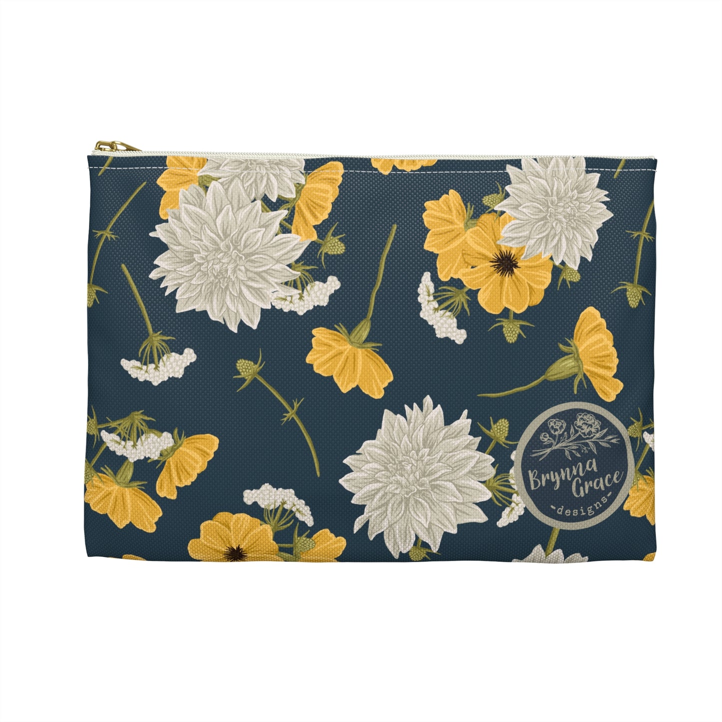 Accessory Pouch - Cottage Buds and Blooms - Denim