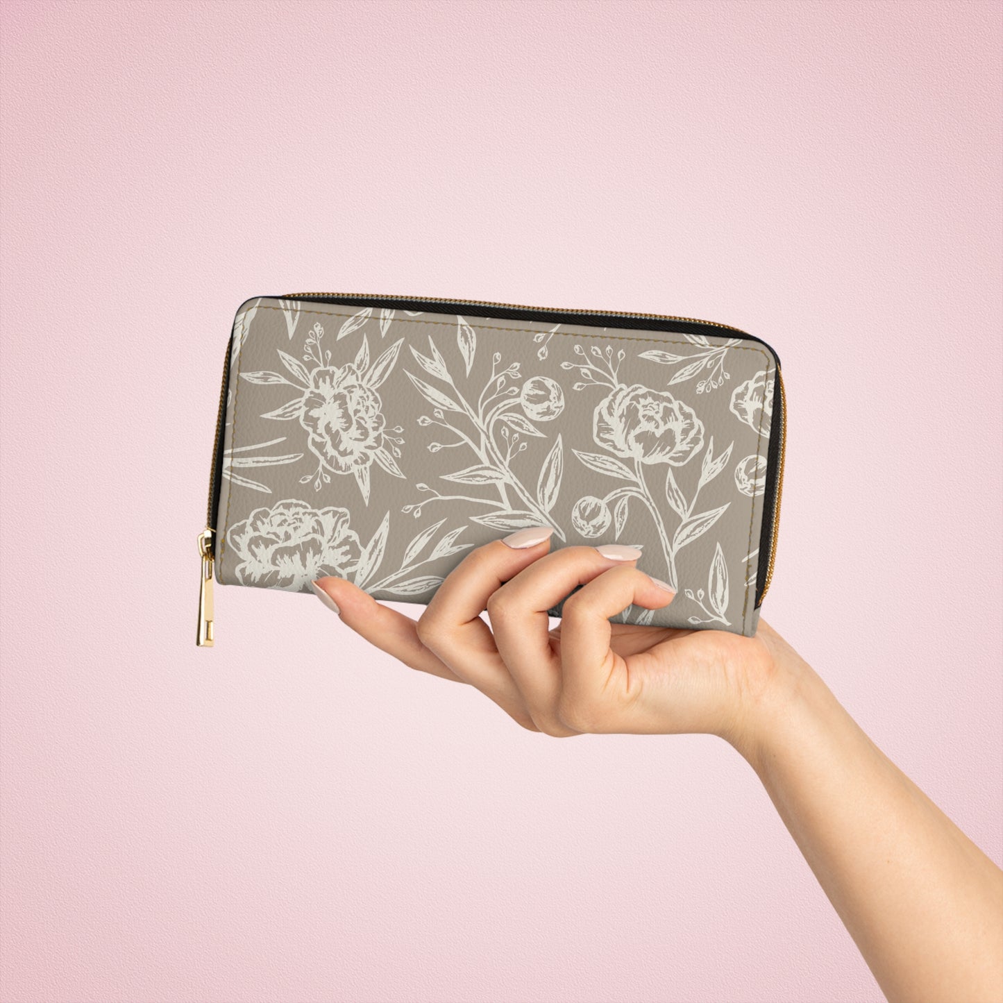 Zipper Wallet - Peony Bliss - Taupe